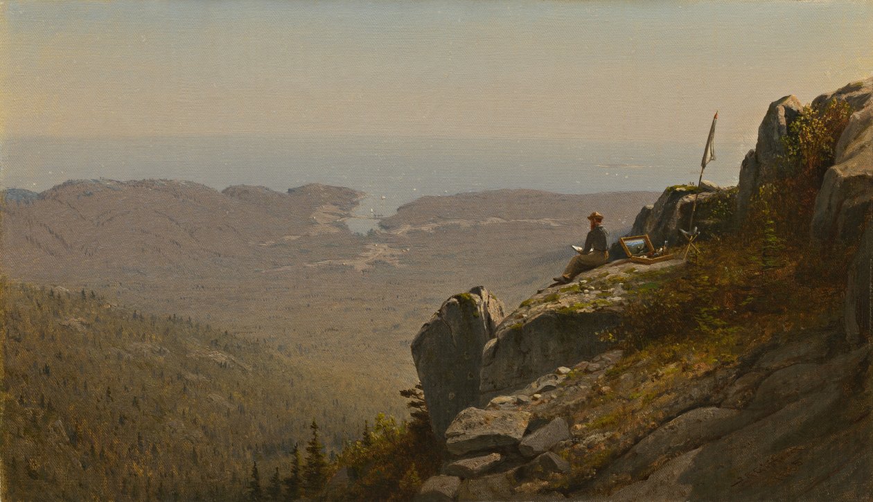 Kunstneren skitserer ved Mount Desert, Maine af Sanford Robinson Gifford