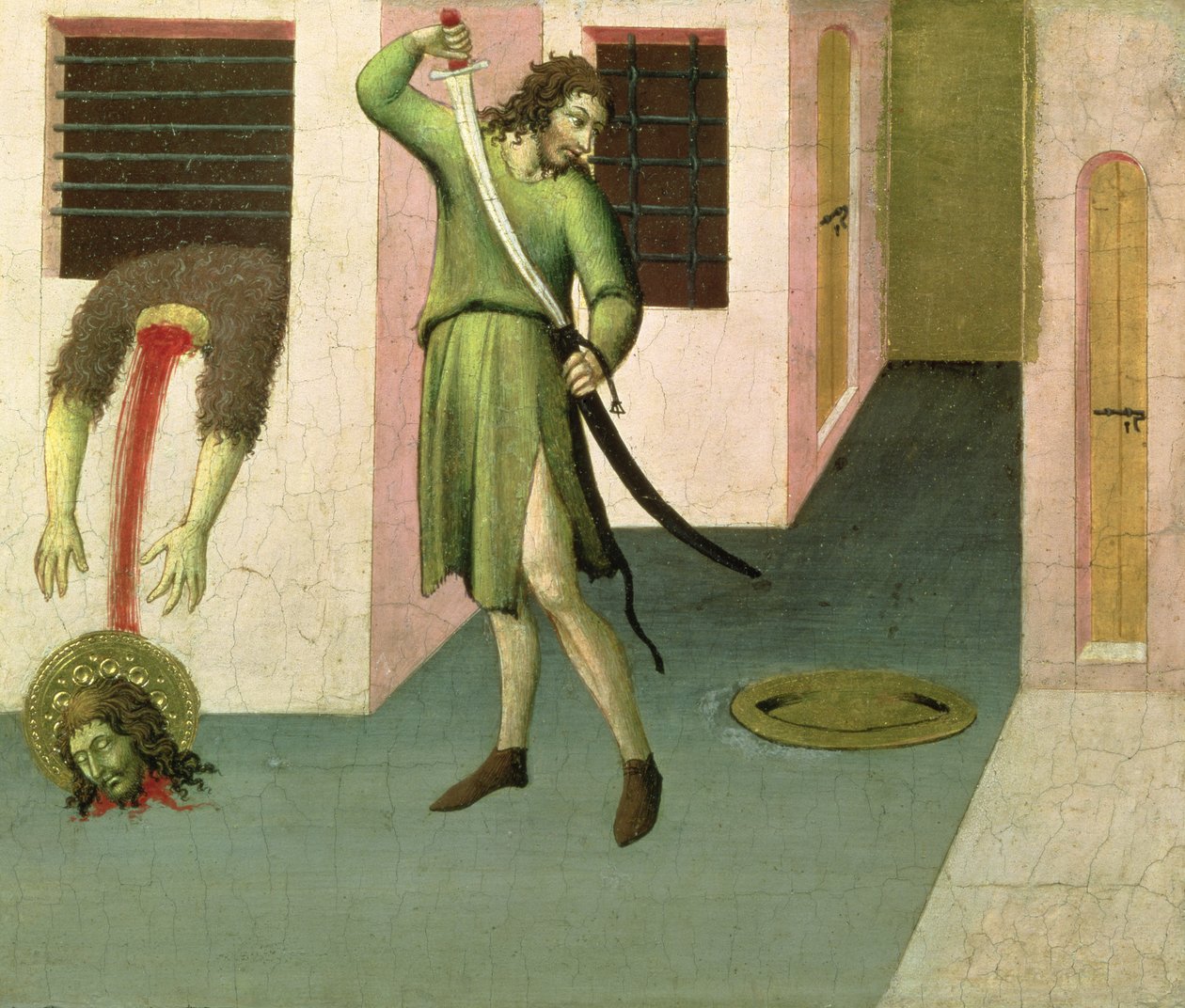 Halshugningen af Johannes Døberen (tempera på panel) (se også 53648) af Sano di Pietro