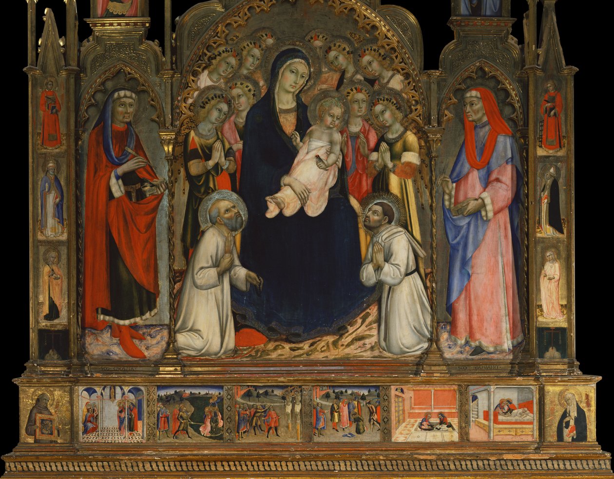 Altertavle af de hellige Cosmas og Damian (maleri på træ) af Sano di also Ansano di Pietro di Mencio Pietro