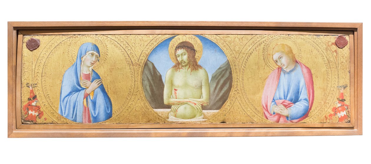 Kristus som sorgens mand mellem jomfru Maria og evangelisten Johannes af Sano di also Ansano di Pietro di Mencio Pietro
