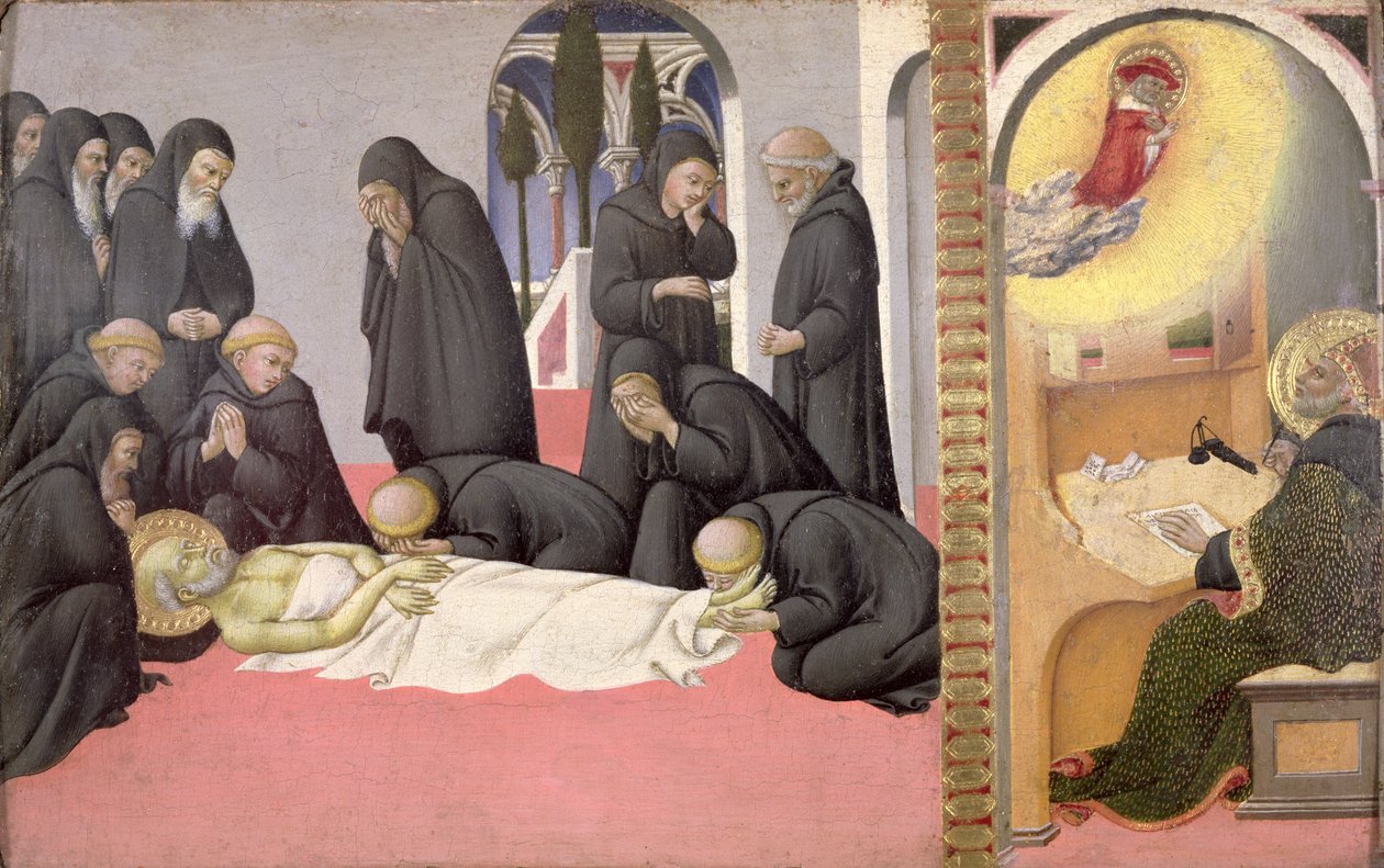 Sankt Hieronymus viser sig for Sankt Kyrillos af Jerusalem af Sano di also Ansano di Pietro di Mencio Pietro