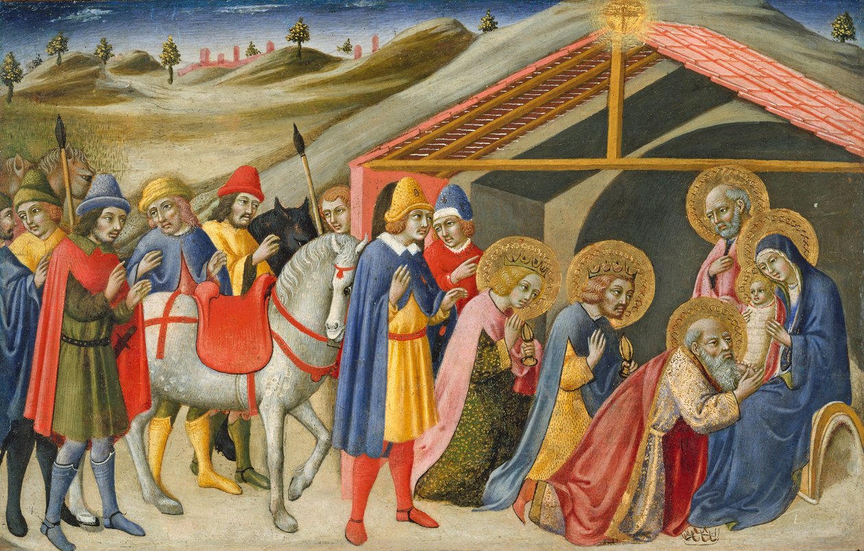 De tre kongers tilbedelse, ca. 1470 (tempera og guld på træ) af Sano di also Ansano di Pietro di Mencio Pietro