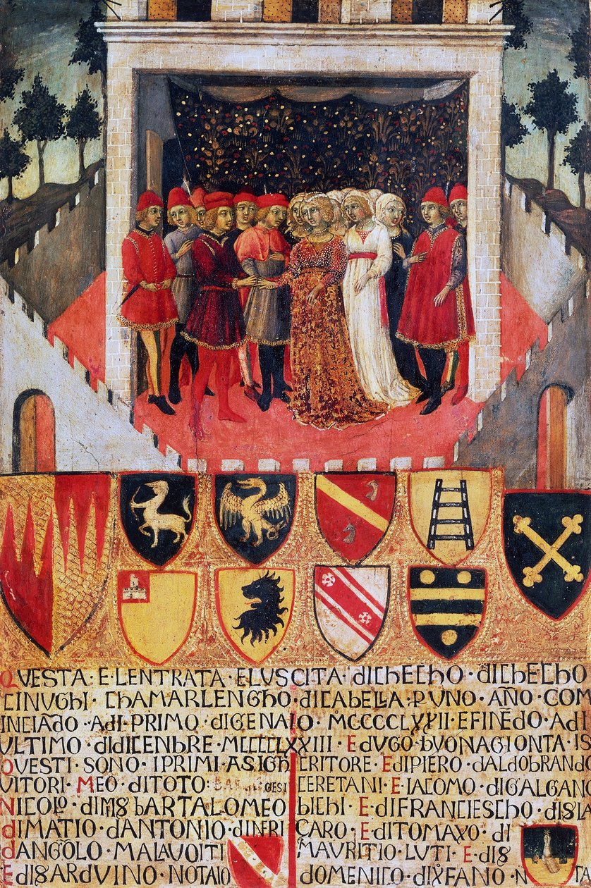 Ringens gave, bryllupsscene mellem Sienes adelige familier af Sano di also Ansano di Pietro di Mencio Pietro