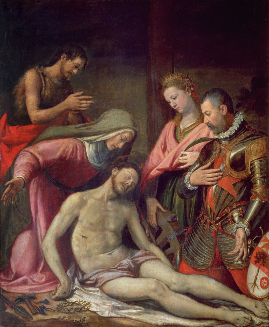 Kristi aflejring med St. Johannes Døberen, St. Catherine af Alexandria og en donor af Santi di Tito