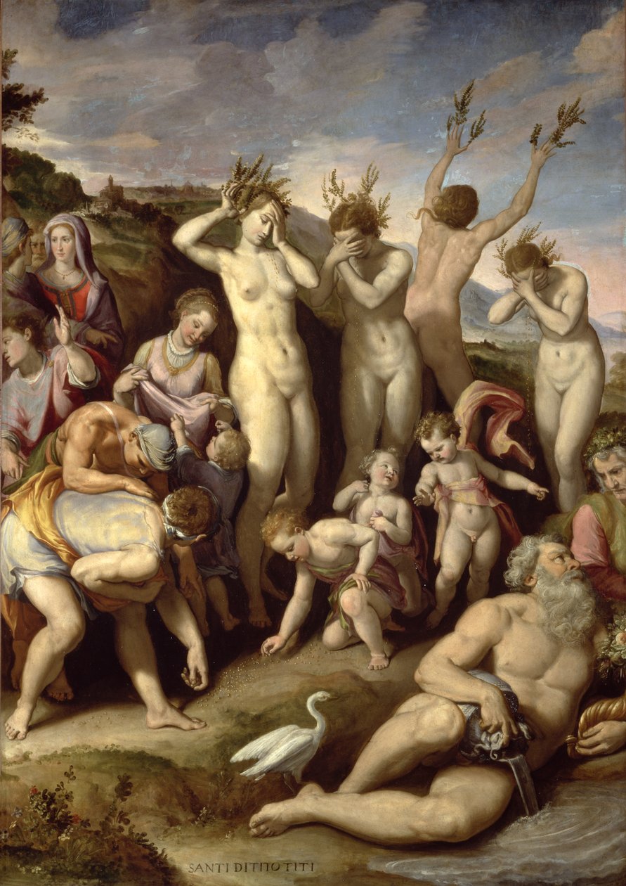 The Sisters of Phaethon, 1572 (olie på skifer) af Santi di Tito