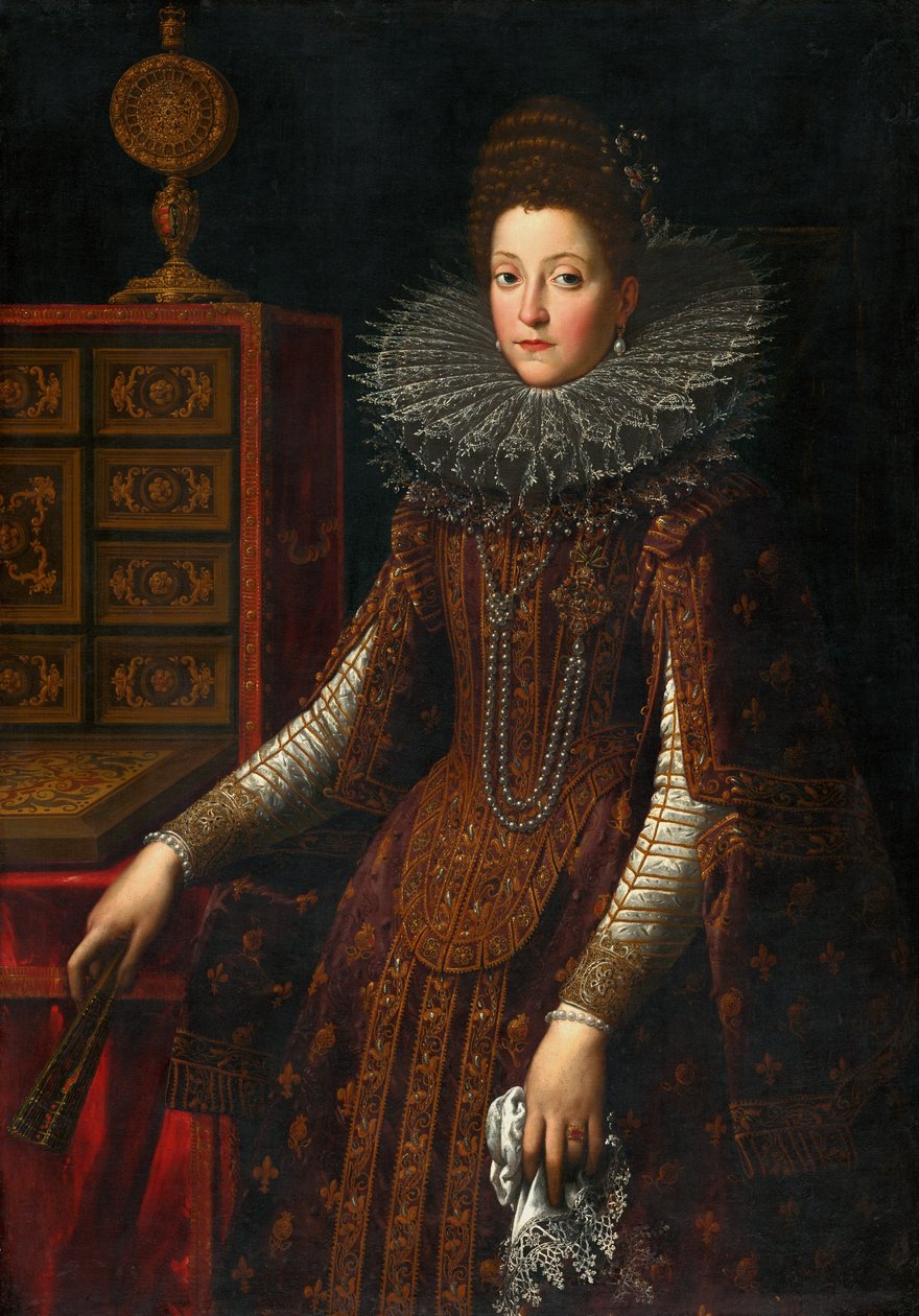 Slovakisk: Portræt af en dame i et rigt jakkesæt Portræt af Maria af Medici. af Santi di Tito