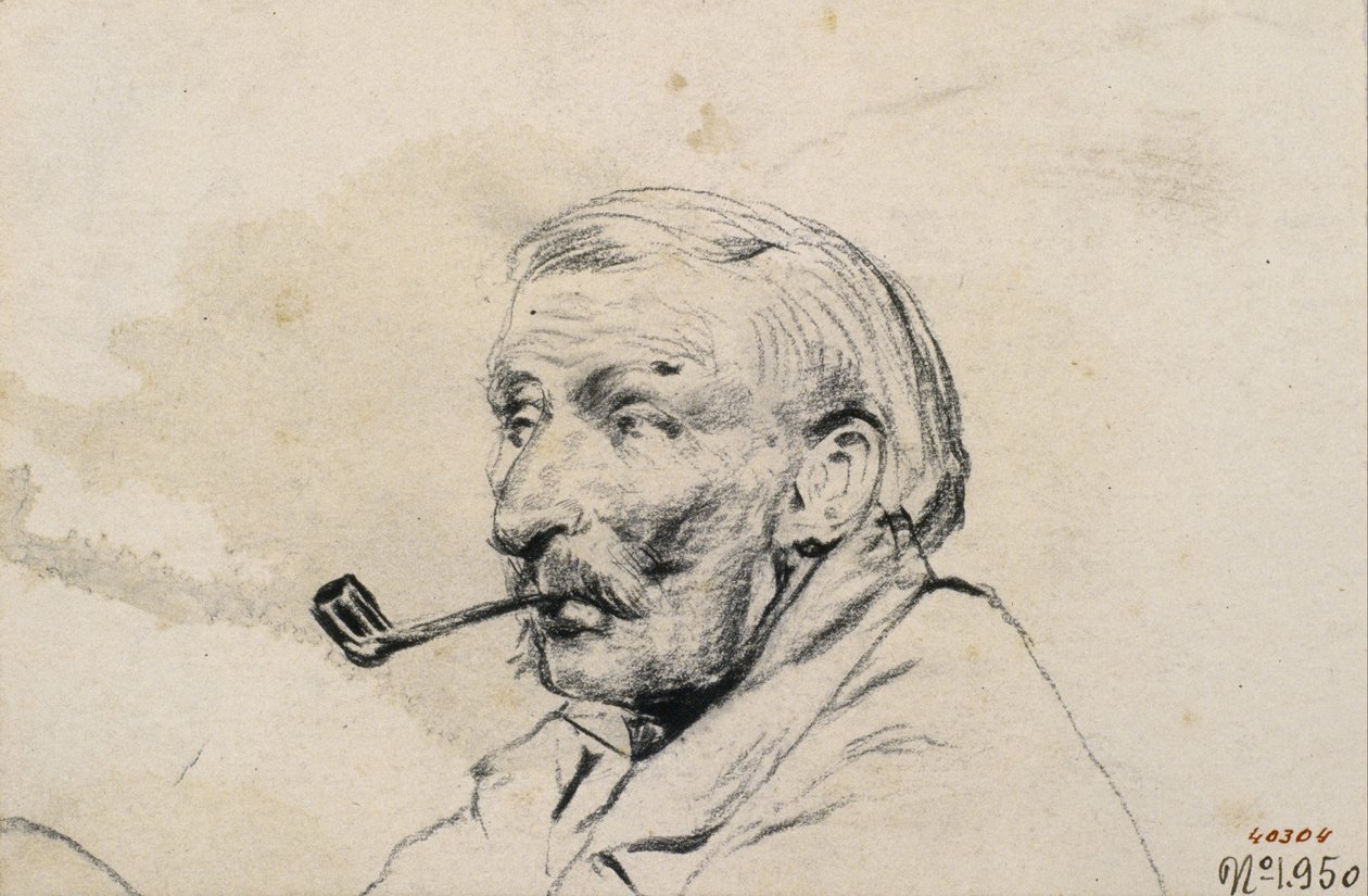 Leder af en mand der ryger et rør af Santiago Rusiñol