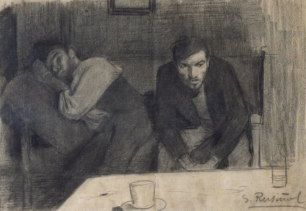 Portræt af billedhuggeren Carles Mani og maleren Pere Ferran af Santiago Rusiñol