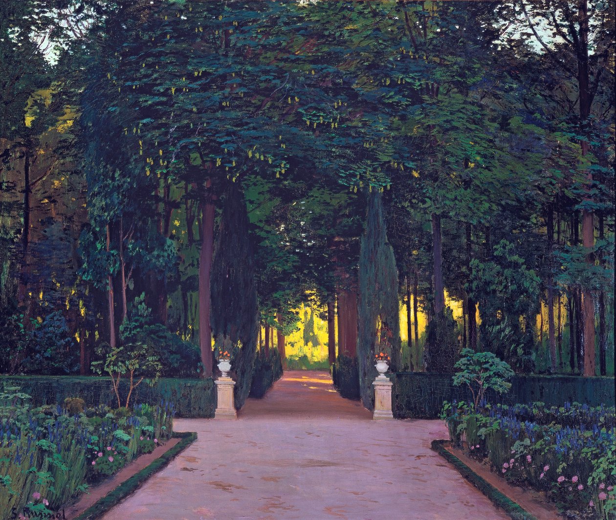 Haver ved Aranjuez, af Rusinol, Santiago (1861-1931). Olie på lærred, ca 1899. Mål: 117x139 cm. Ablo samling af Santiago Rusinol i Prats