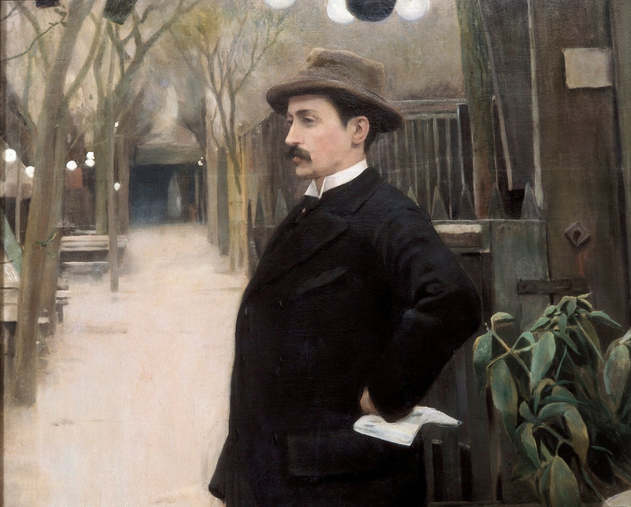 "Portræt af maleren Miguel Utrillo (1862-1934) under hans ophold i Paris" Detalje. Maleri af Santiago Rusinol y (i) Prats (1861-1931) 1891. af Santiago Rusinol i Prats