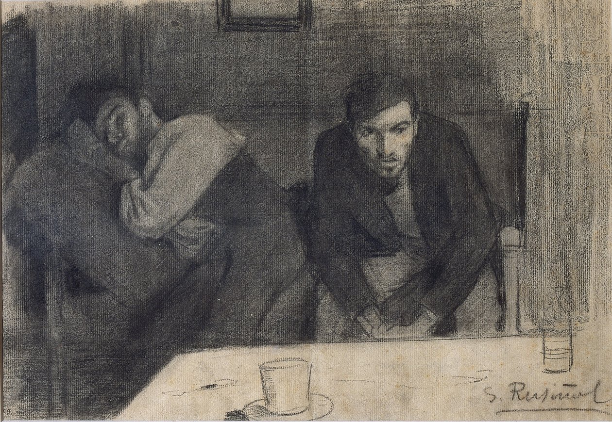 Portræt af billedhuggeren Carles Mani og maleren Pere Ferran af Santiago Rusiñol