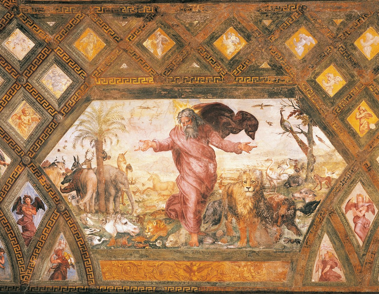Skabelsen af dyrene af Sanzio of Urbino (workshop) Raphael