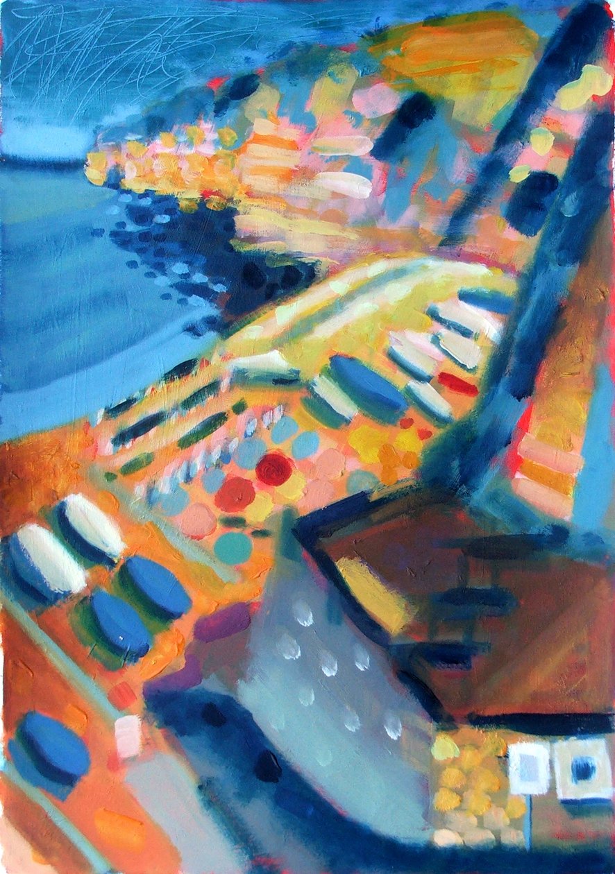 Coast (akryl om bord) af Sara Hayward