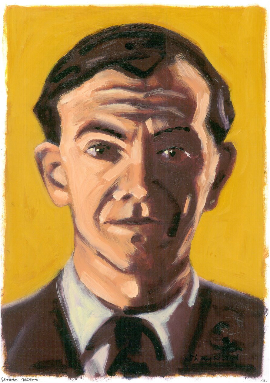 Graham Greene, 2008 (olie på papir) af Sara Hayward