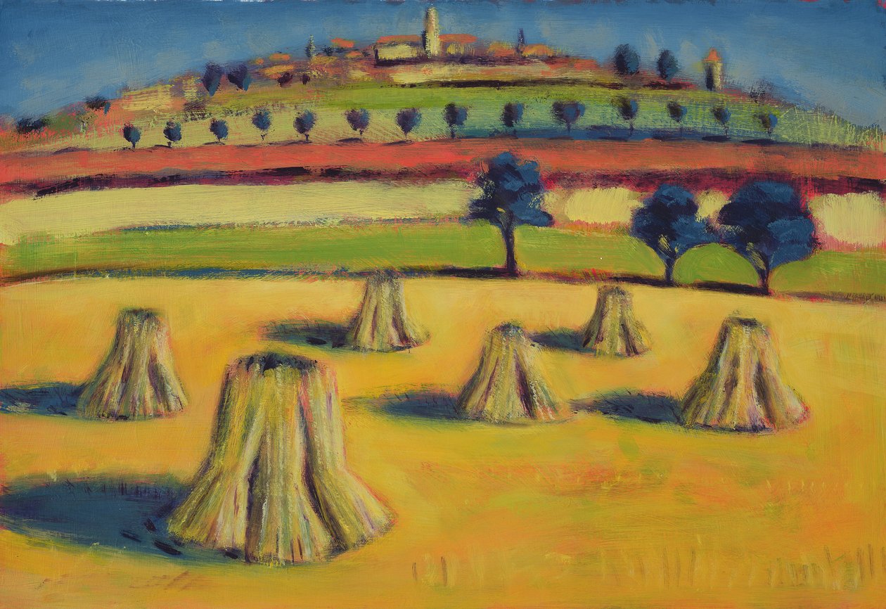Swiss Harvest (olie på kort) af Sara Hayward