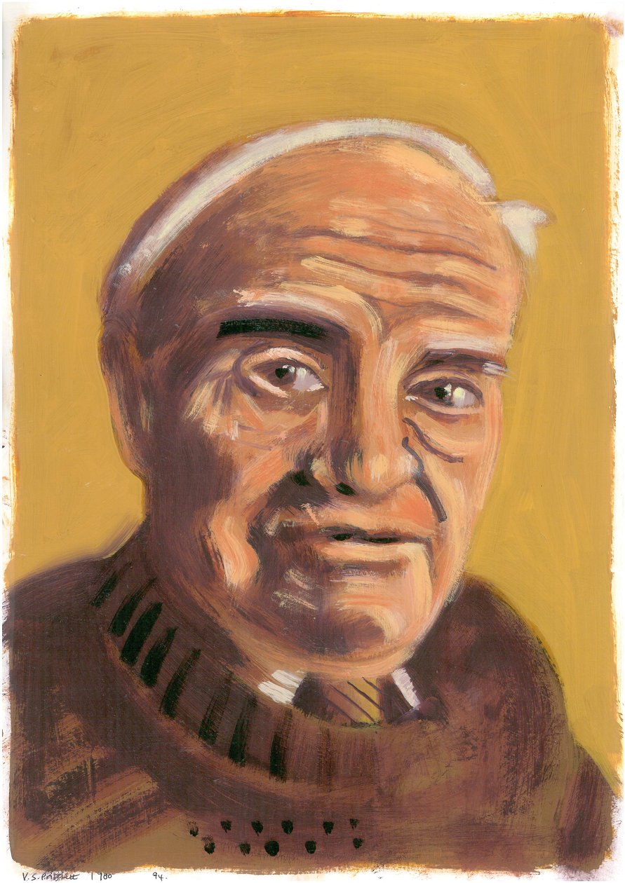 V. S Pritchett, 2008 (olie på papir) af Sara Hayward