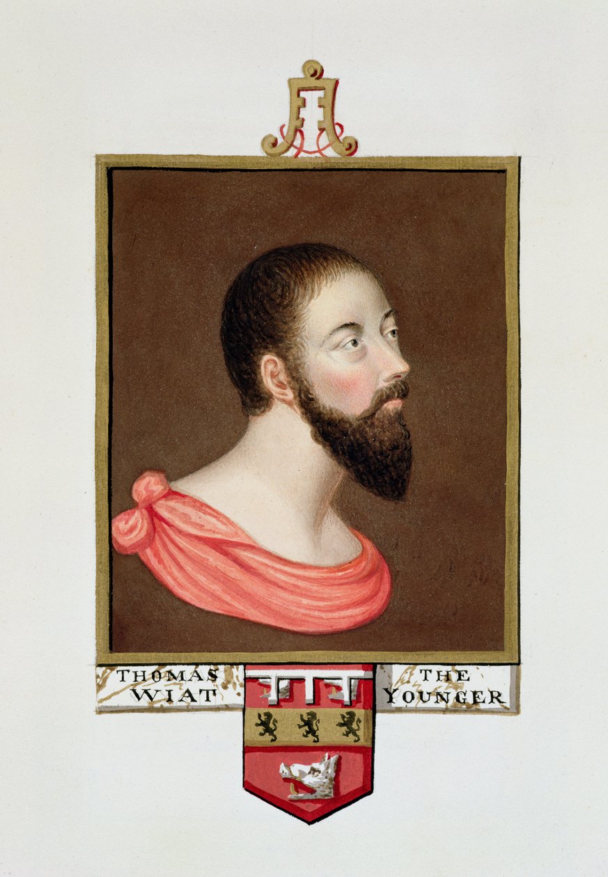 Portræt af Sir Thomas Wyatt den yngre (ca. 1521-54) fra "Memoirs of the Court of the Queen Elizabeth of Queen Elizabeth", udgivet i 1825 (wc og gouache på papir) af Sarah Countess of Essex