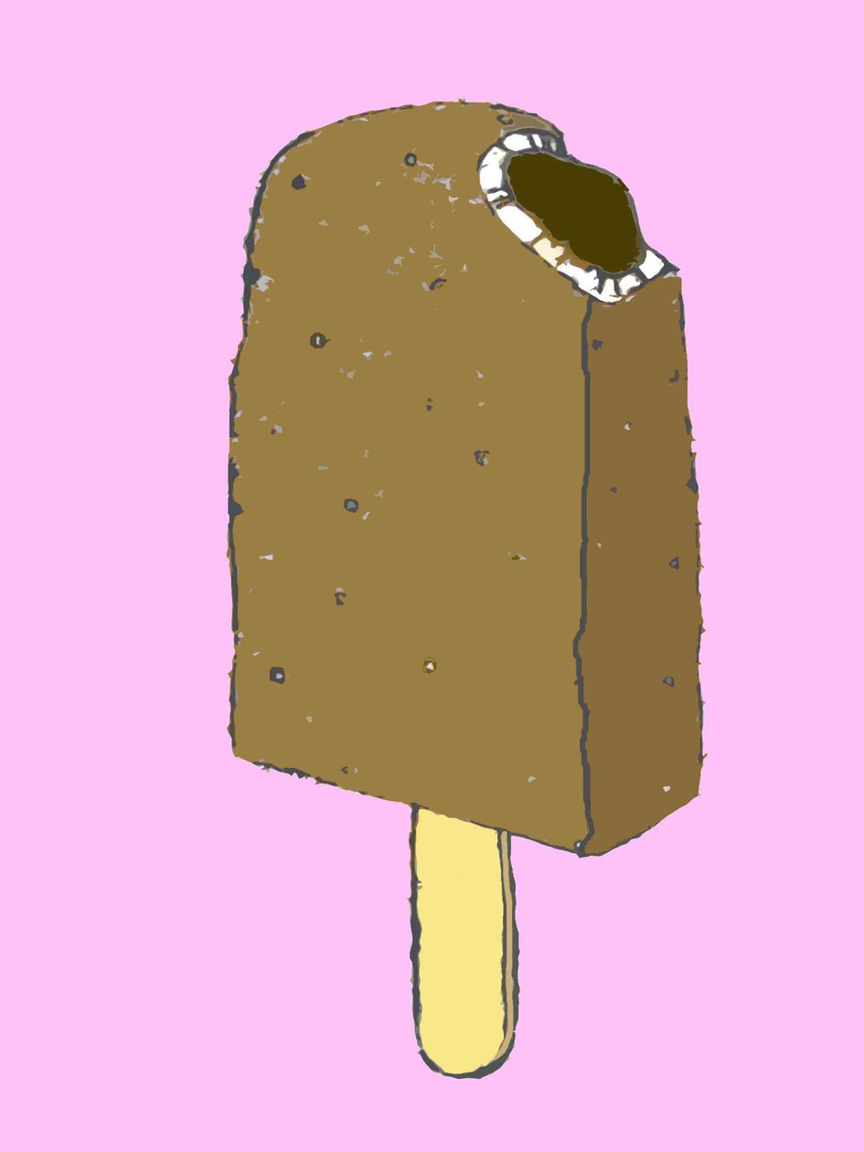 Choc lolly, 2009 (olie og blæk på papir) af Sarah Thompson Engels