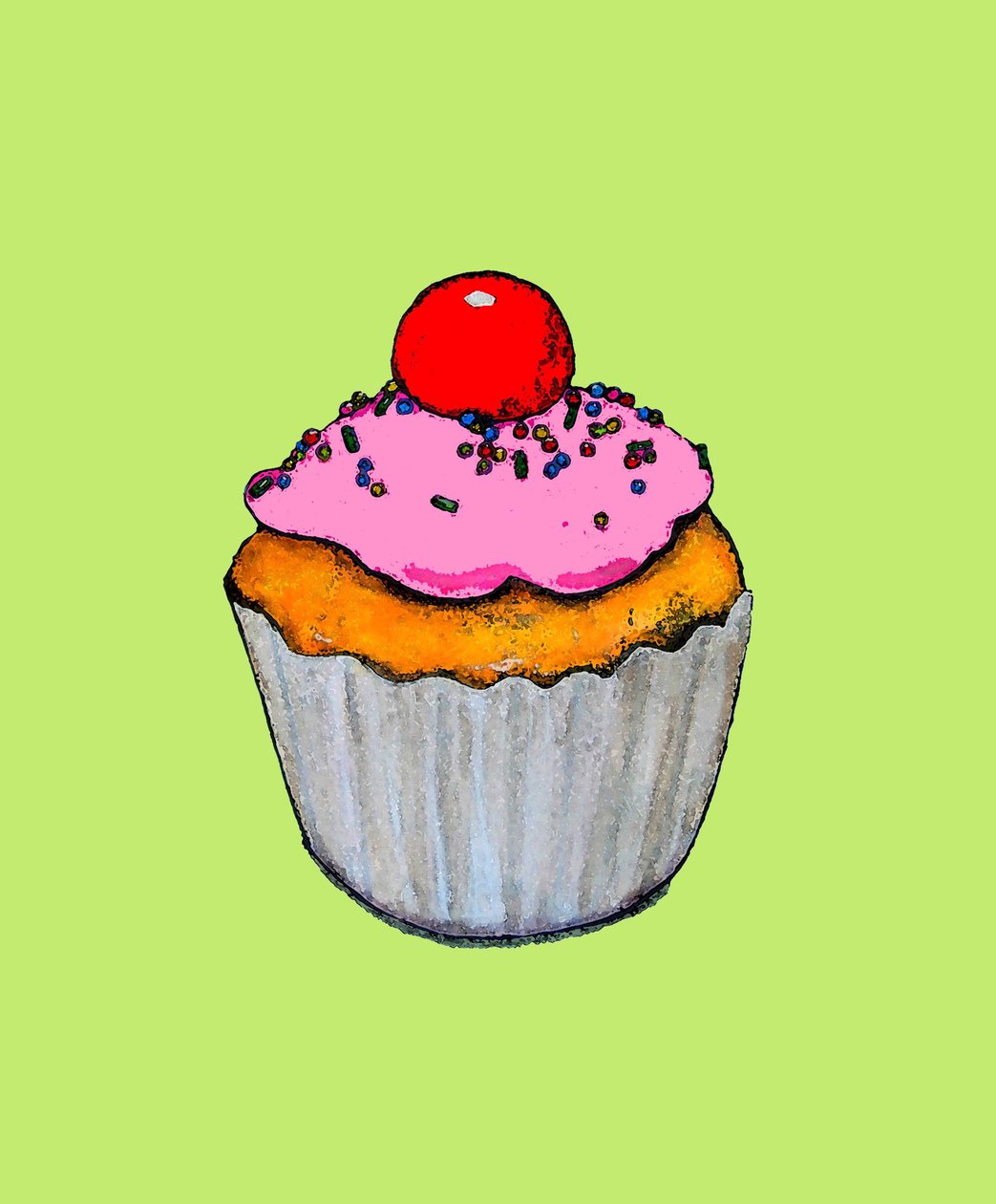 Cupcake, 2009 (olie og blæk på papir) af Sarah Thompson Engels