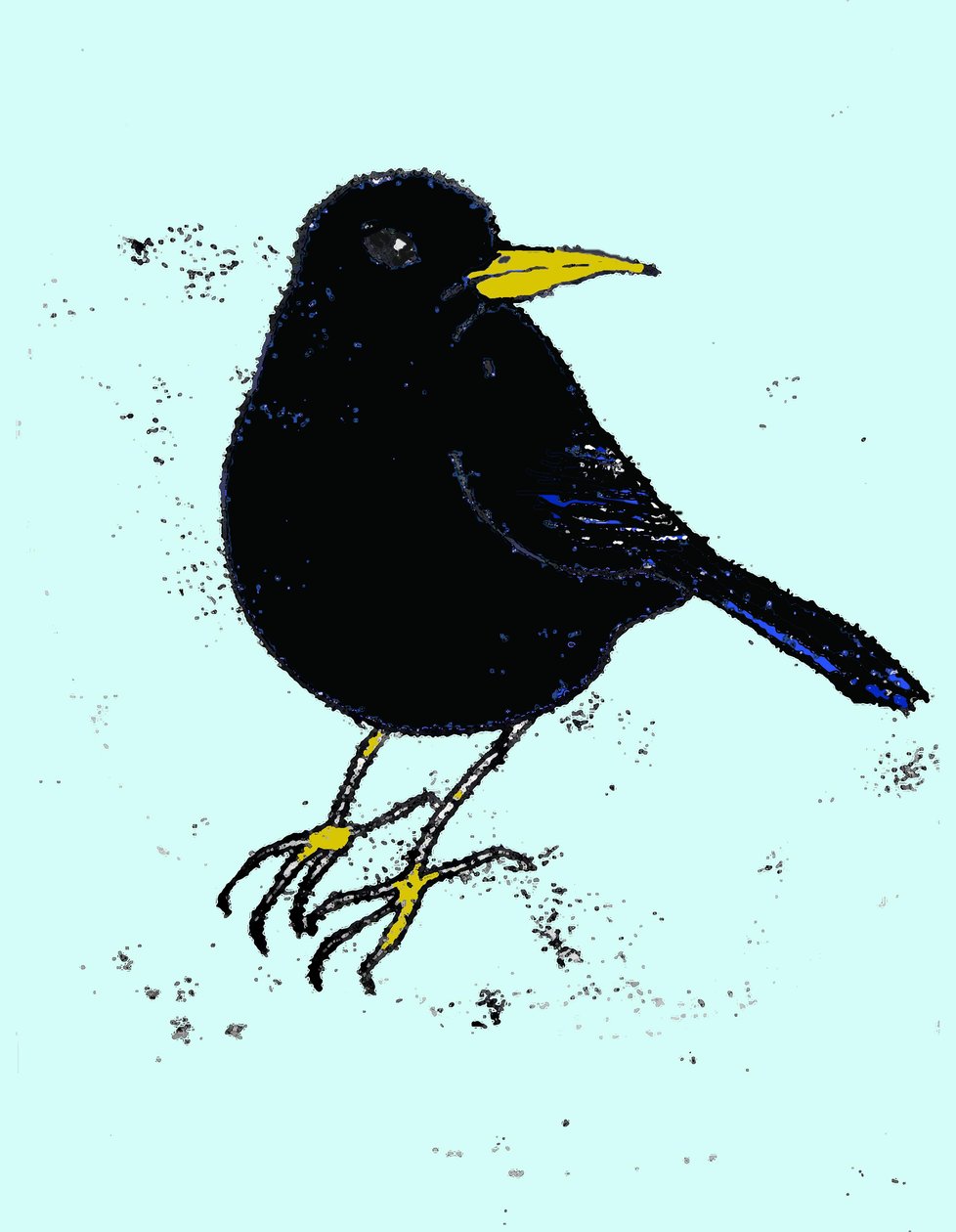 Blackbird, 2009 (olie og blæk på papir) af Sarah Thompson Engels