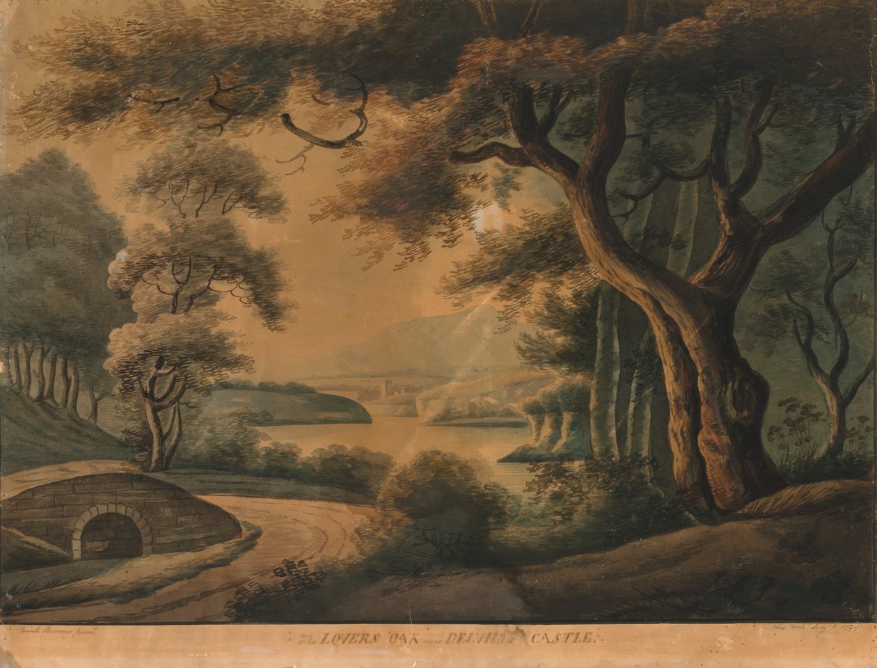 The Lovers Oak nær Delville Castle, slutningen af det 18. århundrede af Sarah Broome