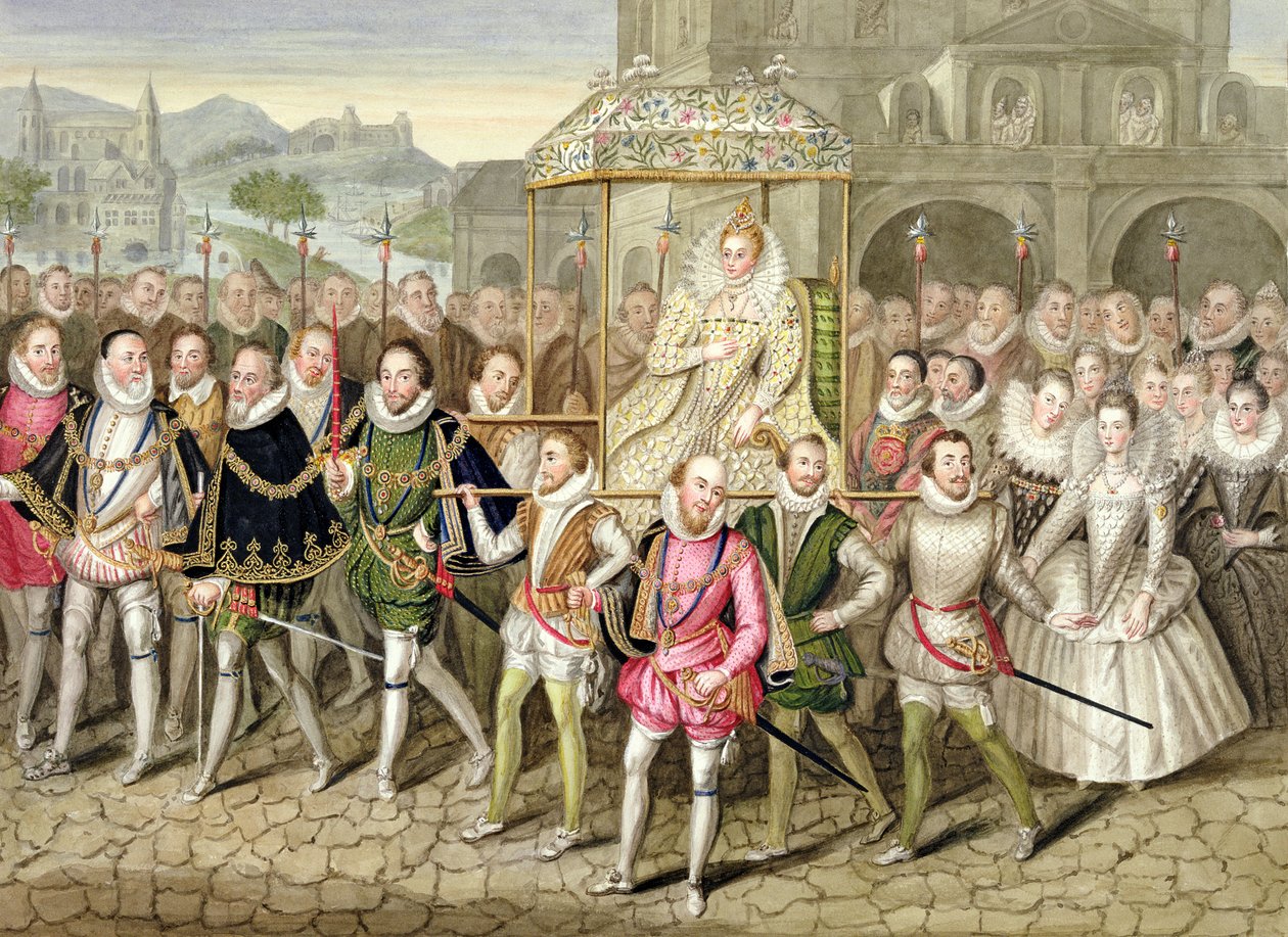 Dronning Elizabeth I i procession med sine hofmænd (ca. 160003) fra 