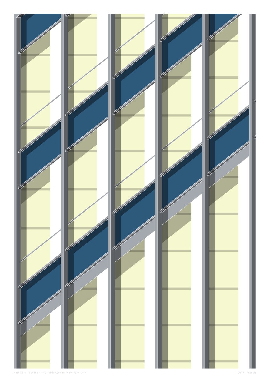 510 Fifth Avenue, NYC, 2015 (grafisk giclee-print) af Sarah Evans