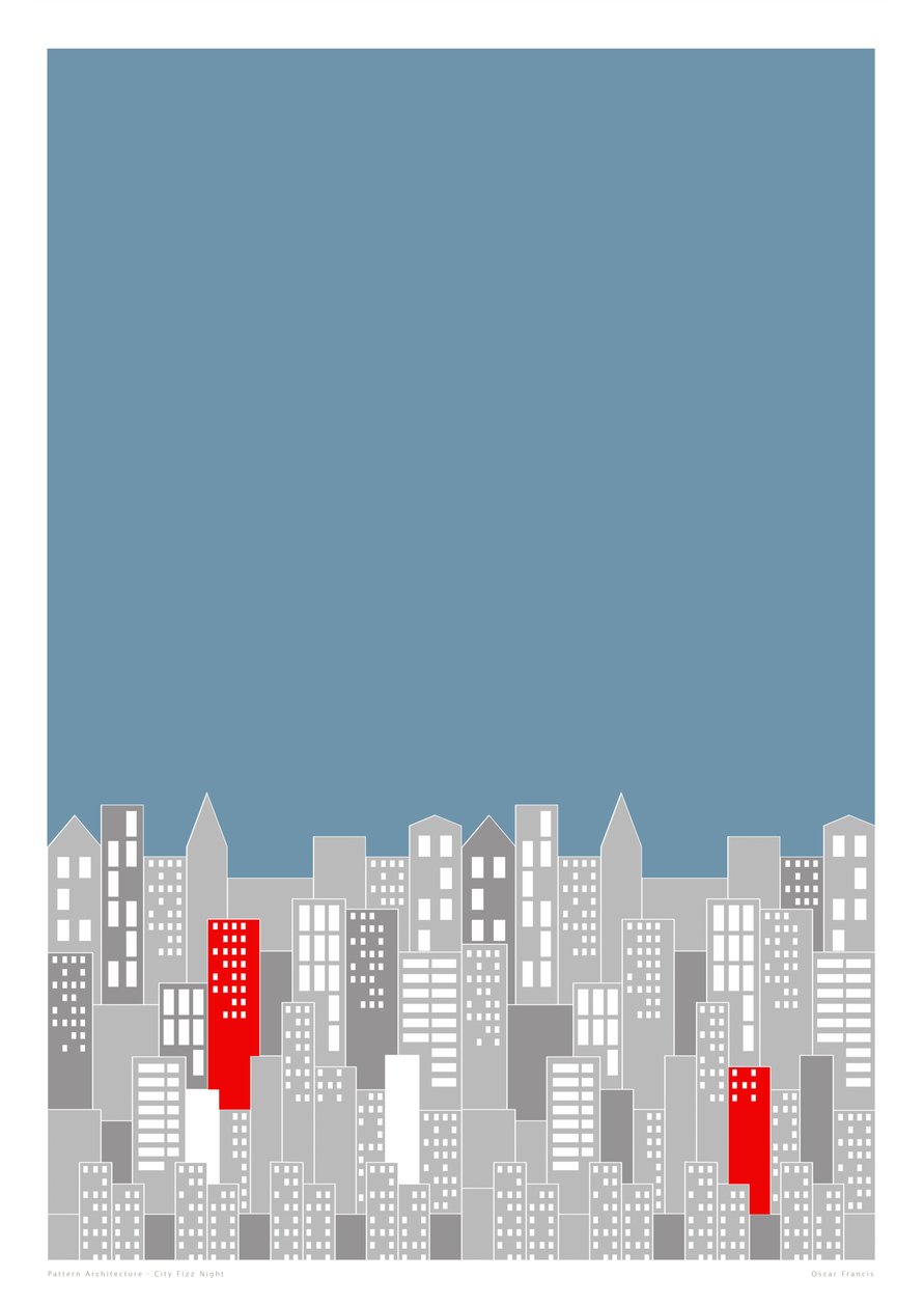 City Fizz Night, 2014 (grafisk giclee-print) af Sarah Evans