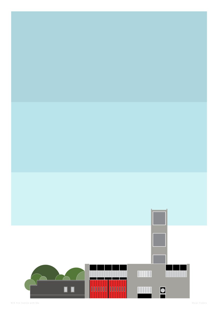 Fire Station, 2014 (grafisk giclee-print) af Sarah Evans