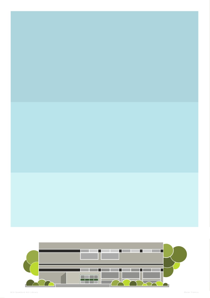 Stamford Hill Library, 2014 (grafisk giclee-print) af Sarah Evans