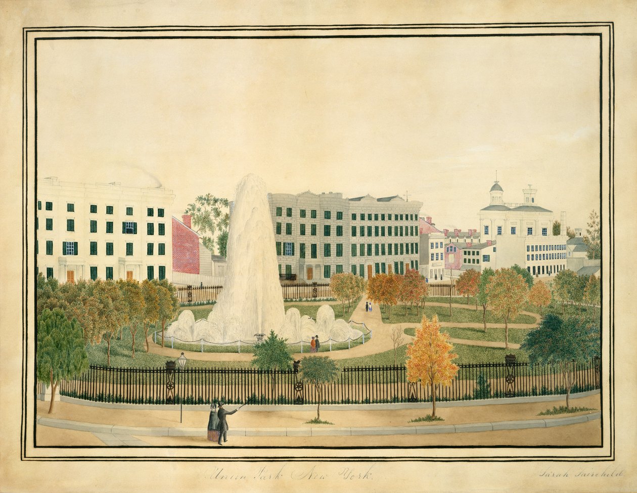 Union Park, New York, ca. 1845. af Sarah Fairchild