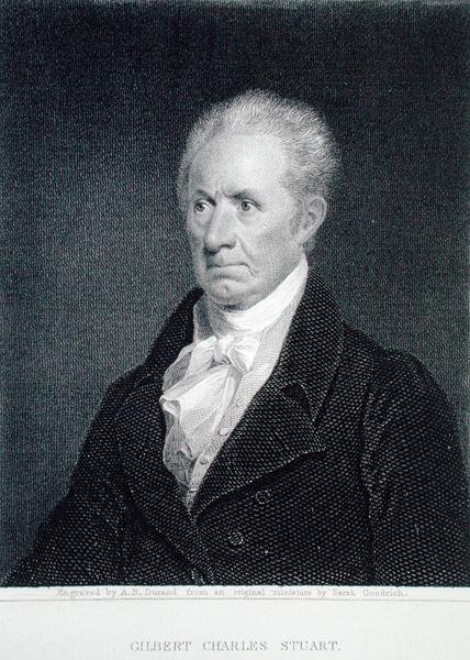 Gilbert Charles Stuart (1755-1828), graveret af Asher Brown Durand (1796-1886) fra en original miniature (gravering) af Sarah Goodridge