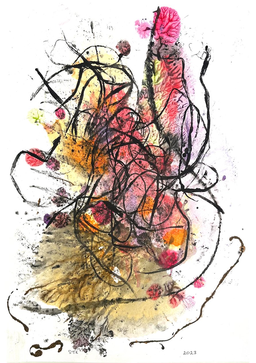 Sort græs, 2023 (blækmonoprint) af Sarah Thompson Engels