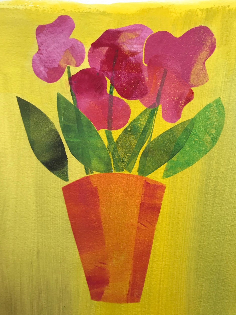 Urtepotte, 2019, (monoprint) af Sarah Thompson Engels