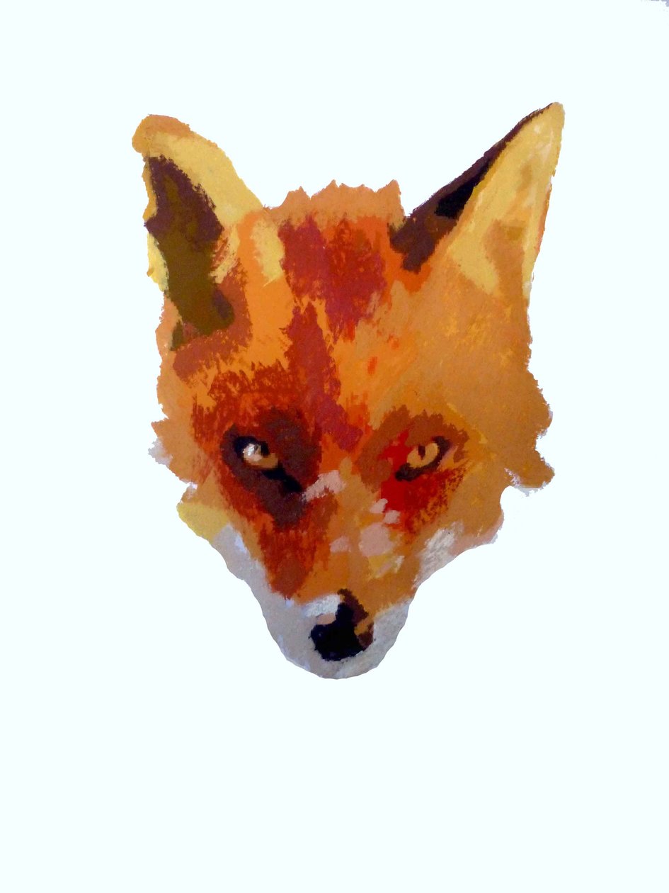 Fox face, 2013 (monoprint med blæk) af Sarah Thompson Engels