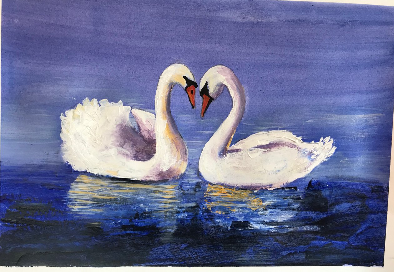 Swans, 2019 (akryl) af Sarah Thompson Engels