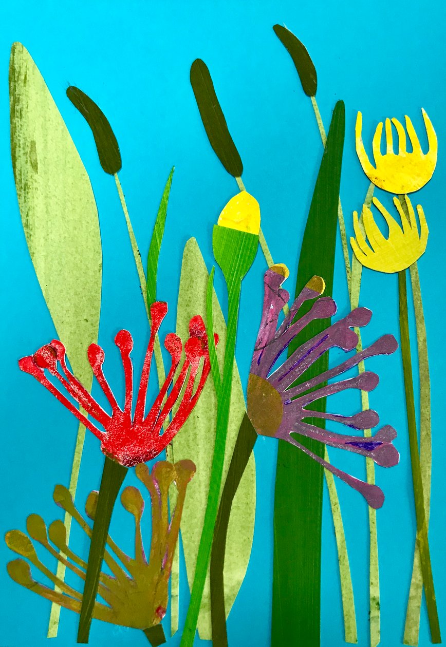 blomster og græsser, 2019 (collage) af Sarah Thompson Engels