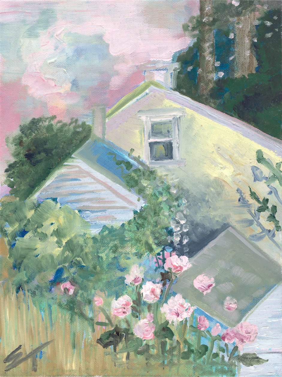 La Vie en Rose, ca. 2020 (olie på lærred) af Sarah Tudor
