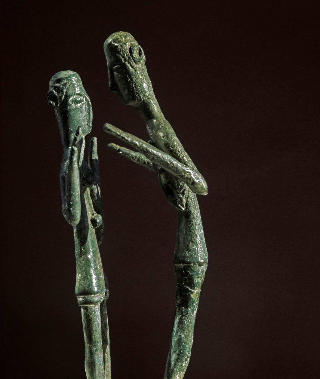 Nuragisk kultur (nuraghi) Sardinsk: skulptureret gruppe af bronzebrydere. 8.-7. århundrede f.Kr. Cagliari, Nationalt Arkæologisk Museum, Sardinien, Italien af Sardinia Nuragic Civilization