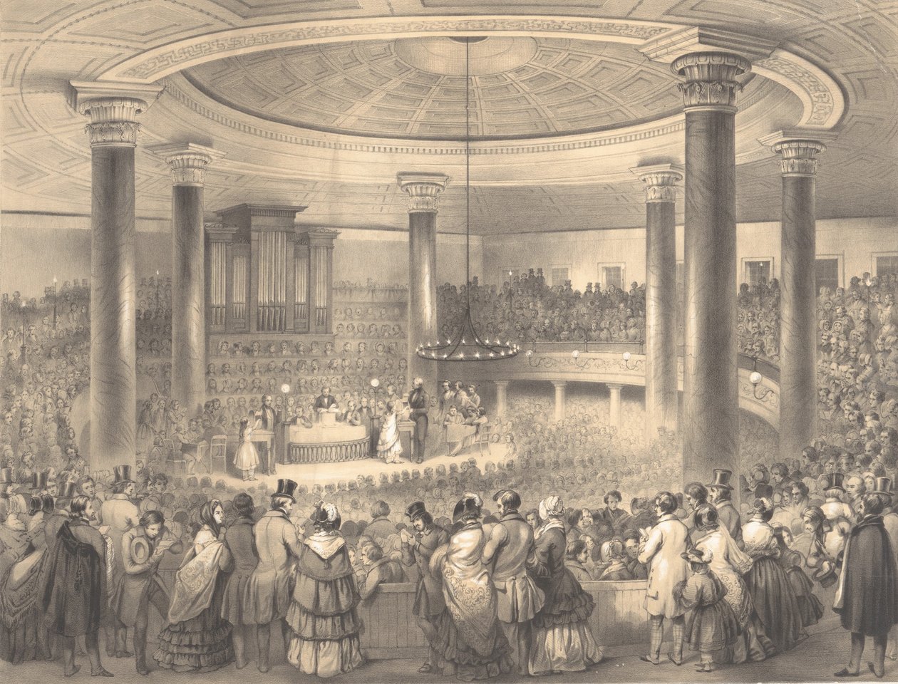 Uddeling af American Art Union Prizes, ved Tabernacle, Broadway, 24. december, 1..., 1847 af Sarony and Co