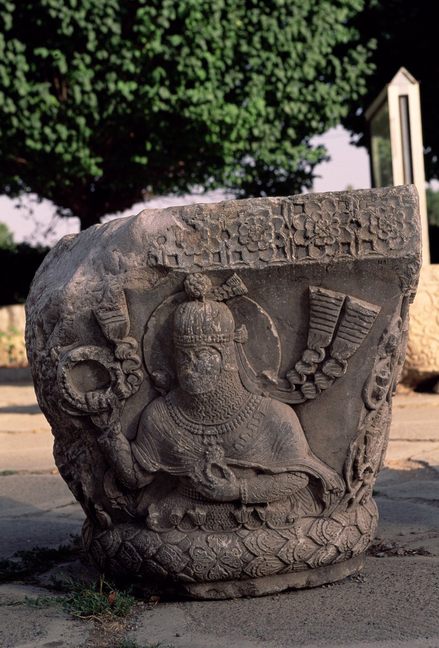 Hovedstad, der viser Khosrow II som en sejrrig kriger, ca. 620 af Sasanian School