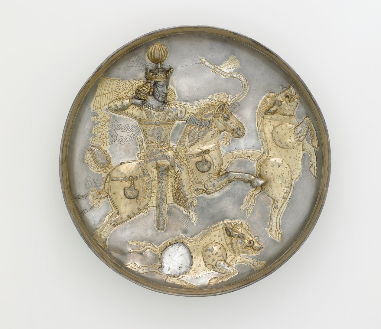 Tallerken, 4. århundrede (sølv og forgyldt) af Sasanian School