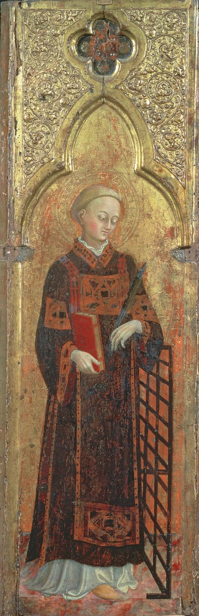 St. Lawrence, oprindeligt et panel af en polytykon for San Francesco-kirken i Borge Sansepolcro, ca. 1392-1450 (tempera på panel) af Stefano Sassetta