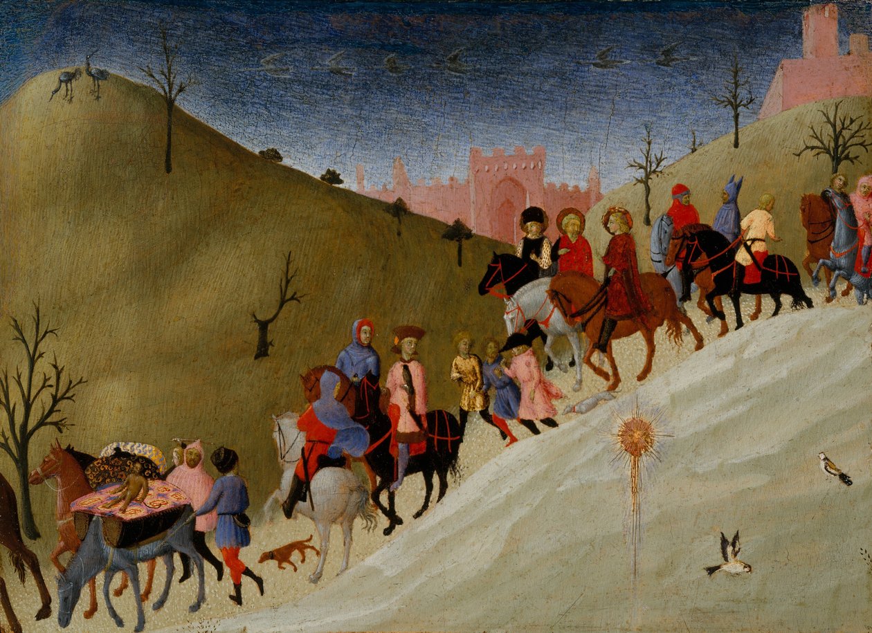 The Journey of the Magi, ca. 1433-5 (tempera og guld på træ) af Stefano Sassetta