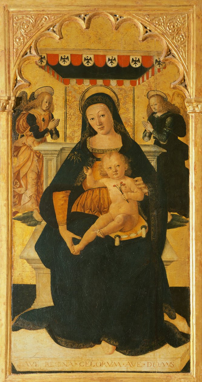 Madonna og barn på tronen af Saturnino Gatti