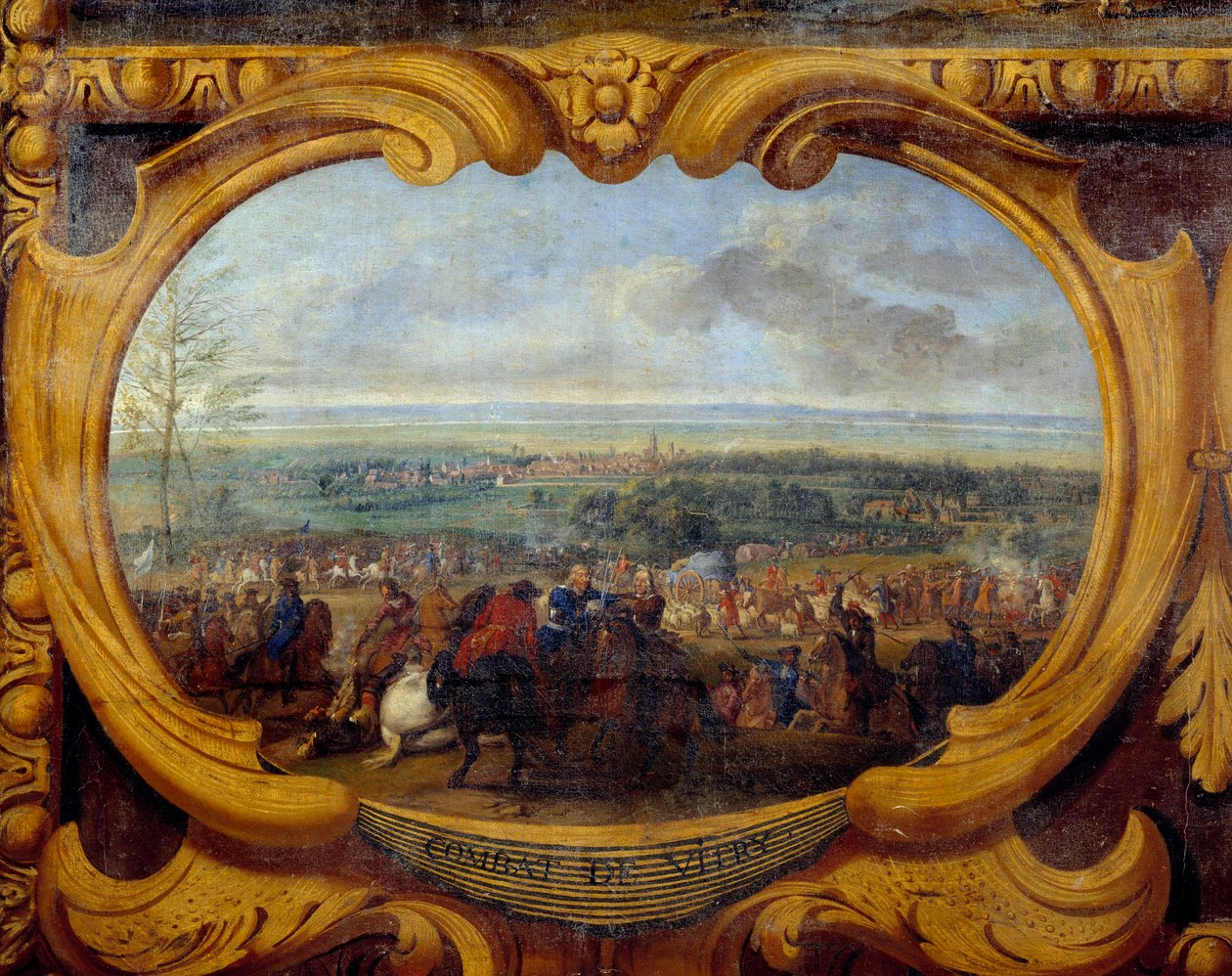 Handlingen af Ludvig II af Bourbon, Prince of Conde (Bourbon-Conde) (Grand Conde) (1621-1686), Battle of Vitry Detail - Maleri af Frelser Le Conte (Leconte, Le Comte, Lecomte) (1659-1694) 17. århundrede Chantilly, Musee Conde af Sauveur Le Conte
