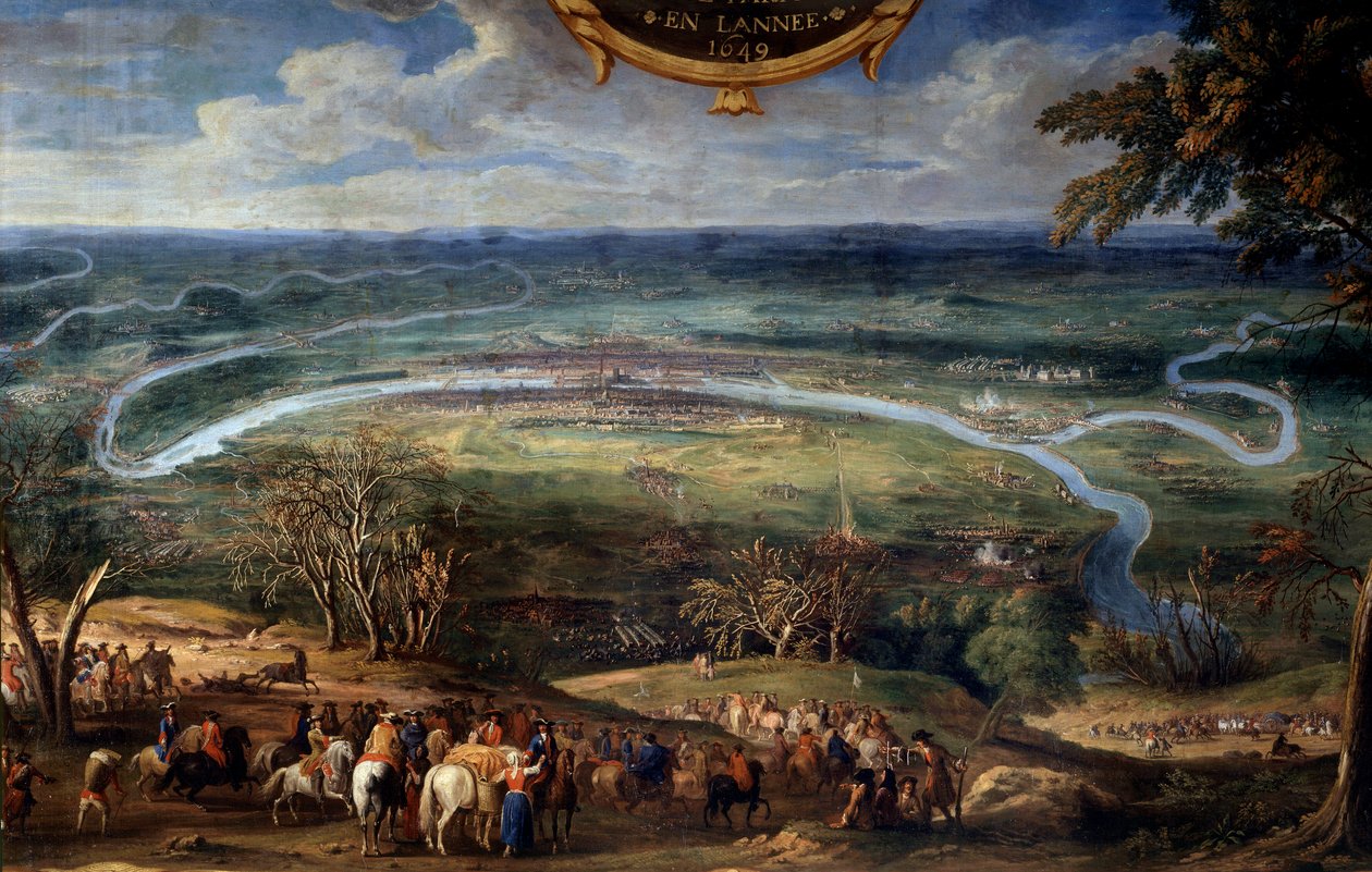 Ludvig II af Bourbons handlinger, Prince of Conde (Bourbon-Conde) (Grand Conde) (1621-1686), blokade af Paris i 1649 under Fronde-maleriet af Frelseren Le Conte (Leconte, Le Comte, Lecomte) (1659) -1694) Chantilly fra det 17. århundrede, Musee Conde af Sauveur Le Conte