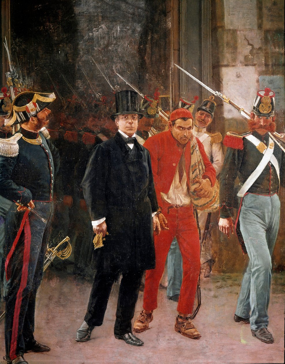 Risorgimento: "" arrestation af den italienske patriot og politiker Carlo Poerio (1803-1867) "Maleri af Francesco Saverio Altamura (1822-1897) Napoli, Nationalmuseet i San Martino af Saverio Altamura