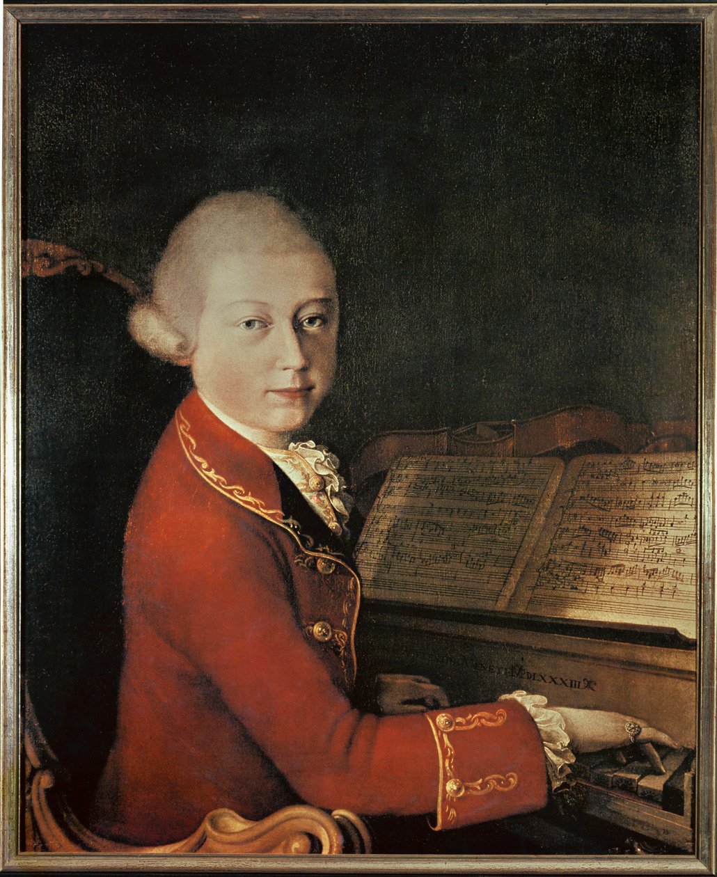 Mozart i Verona (olie på lærred) af Saverio dalla (after) Rosa