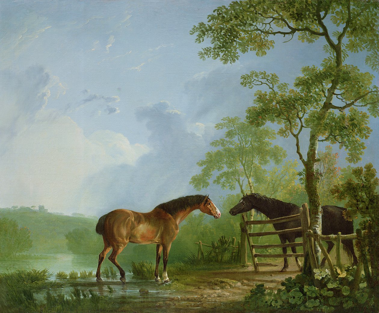 Hoppe og hingst i et landskab af Sawrey Gilpin